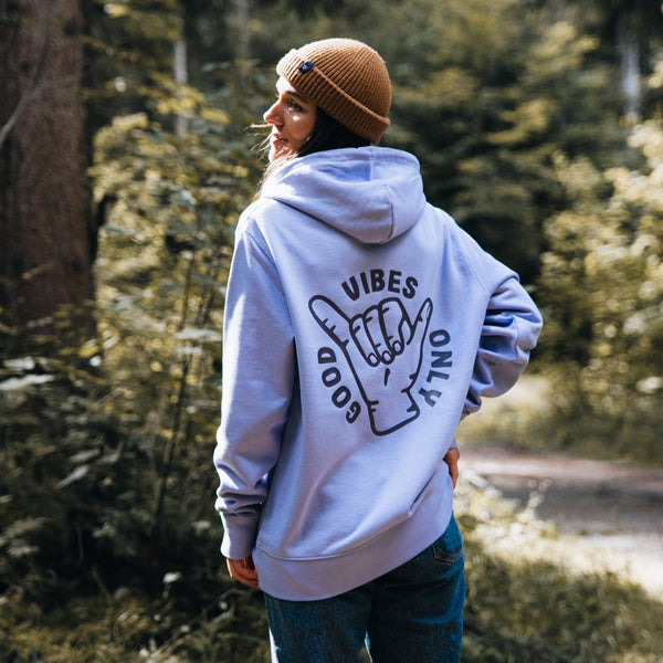 Lavender "Good Vibes" Hoodie - Stoked&Woke Clothing