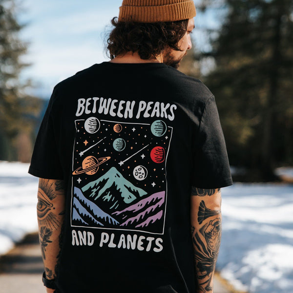 Organic "Between Peaks and Planets" Tee - Stoked&Woke Clothing