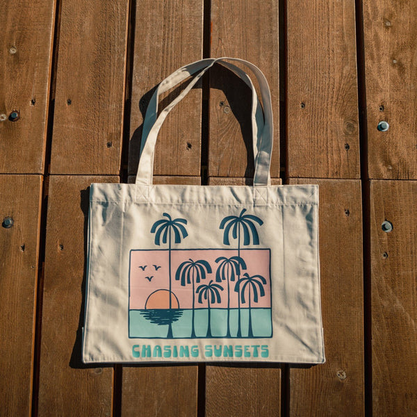 Organic "Chasing Sunsets" Tote Bag - Stoked&Woke Clothing