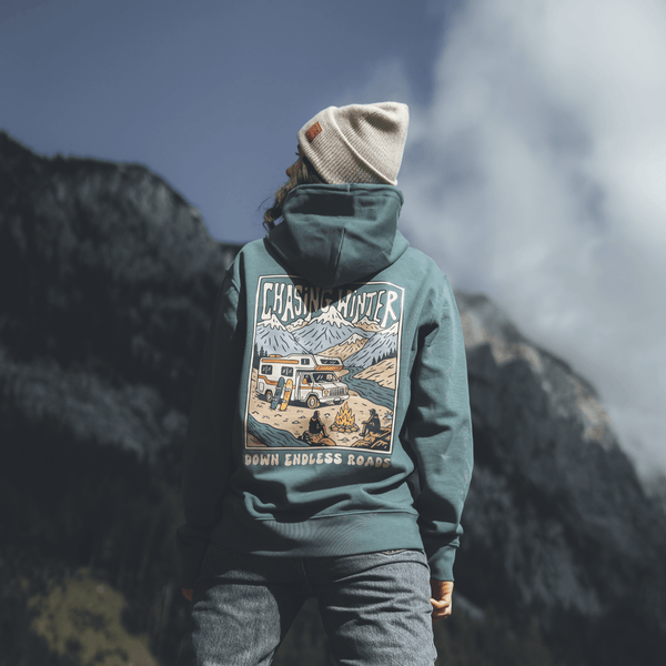 Organic "Chasing Winter" Hoodie - Stoked&Woke Clothing