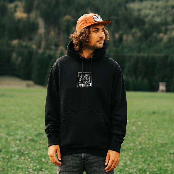 Organic Embroidered "Get Outside" Hoodie - Stoked&Woke Clothing