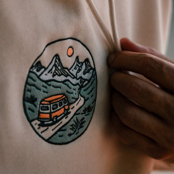 Organic Embroidered "Wander Van" Hoodie - Stoked&Woke Clothing