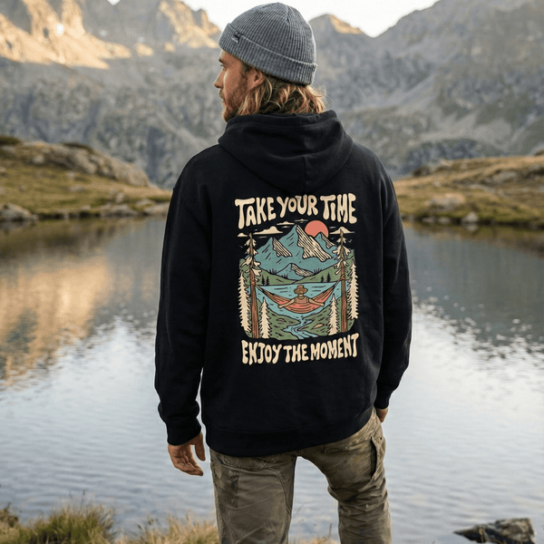 Organic "Enjoy The Moment" Hoodie - Stoked&Woke Clothing