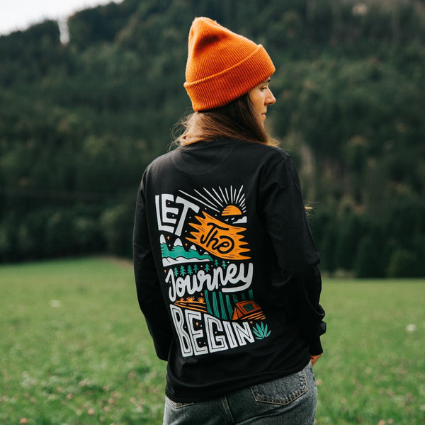 Organic "Let the Journey Begin" Long Sleeve Tee - Stoked&Woke Clothing