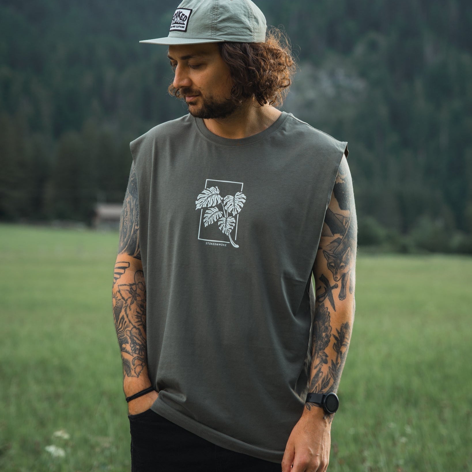Organic "Monstera" Tank Top - Stoked&Woke Clothing