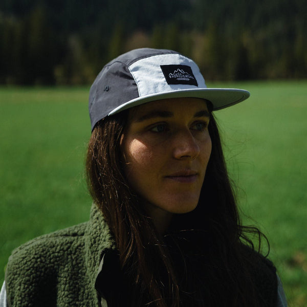 Recycled "Active" five - panel Cap in Powder/Navy - Stoked&Woke Clothing