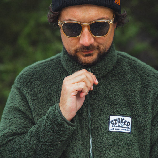 Recycled Fluffy Fleece - Forest Green - Stoked&Woke Clothing