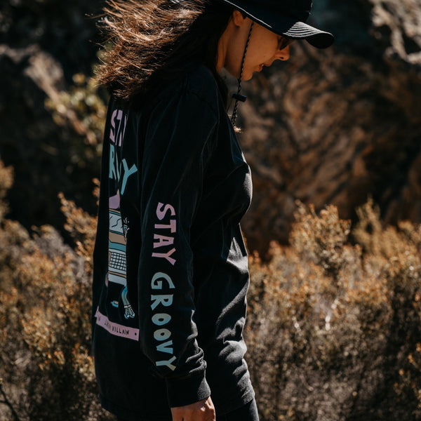 Stone Washed "Stay Groovy" Long-sleeve Tee - Stoked&Woke Clothing