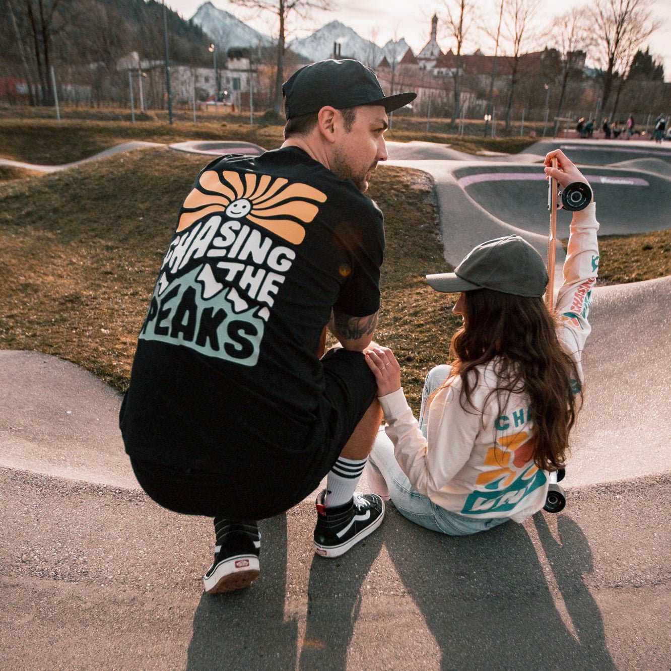 Black "Chasing Peaks" Tee - Stoked&Woke Clothing