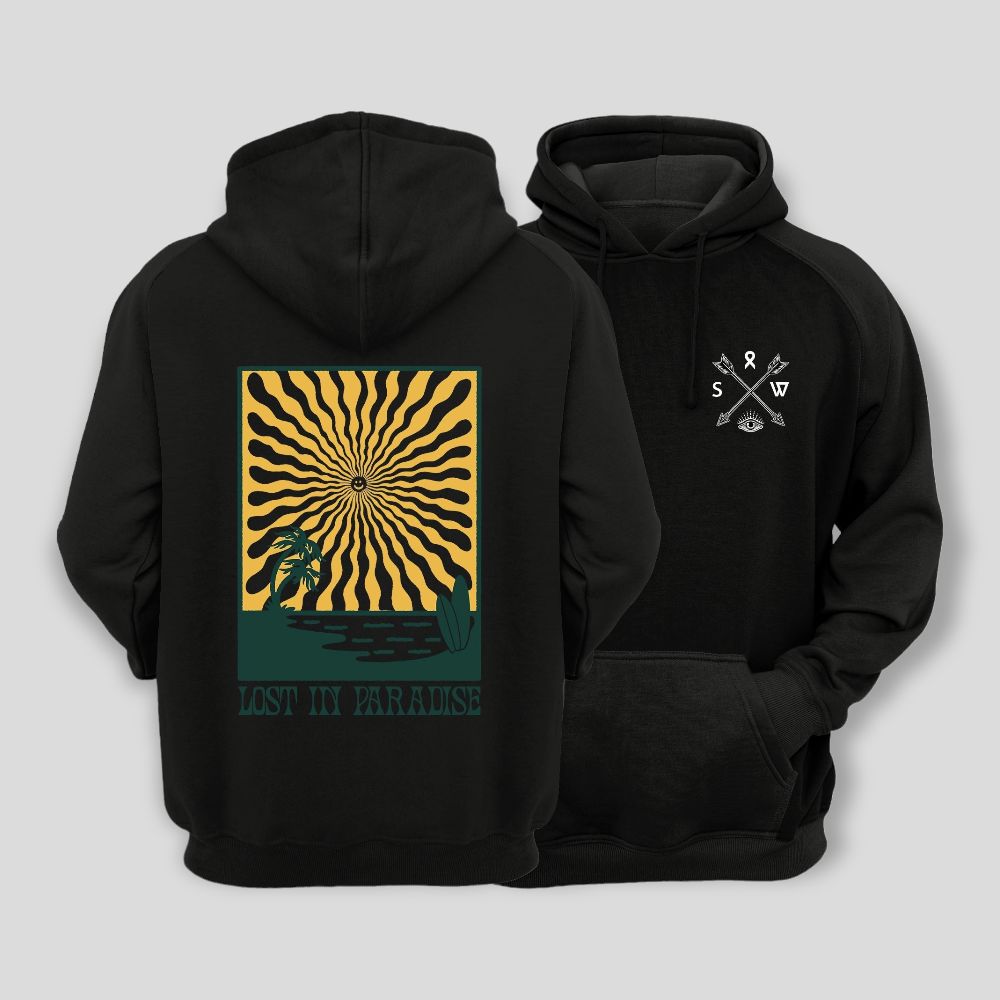 Black "Lost in Paradise" Hoodie - Stoked&Woke Clothing