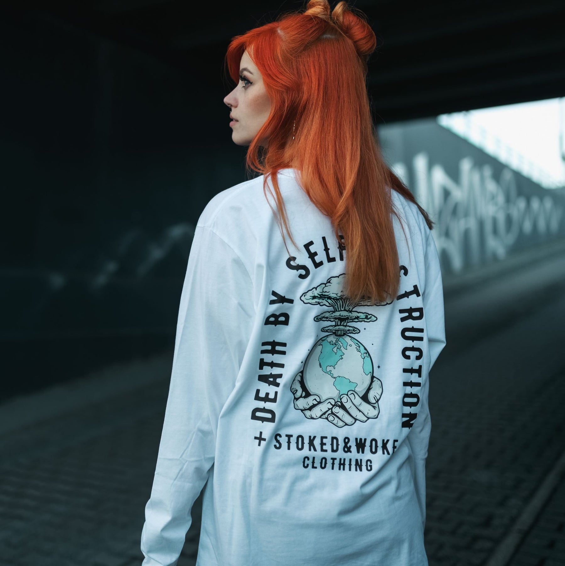 Organic "Self Destruct" Long Sleeve Tee - Stoked&Woke Clothing