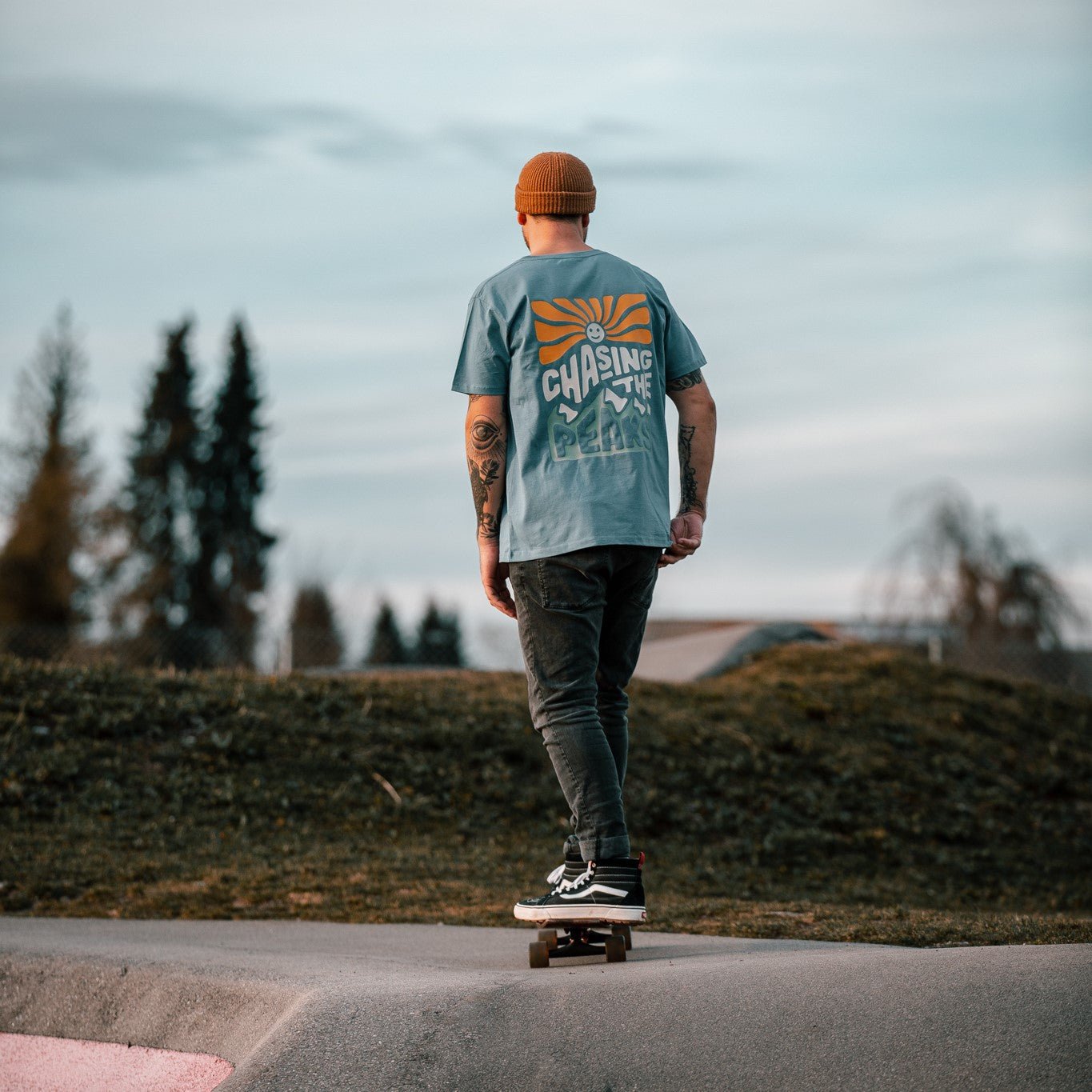 Sky Blue "Chasing Peaks" Tee - Stoked&Woke Clothing