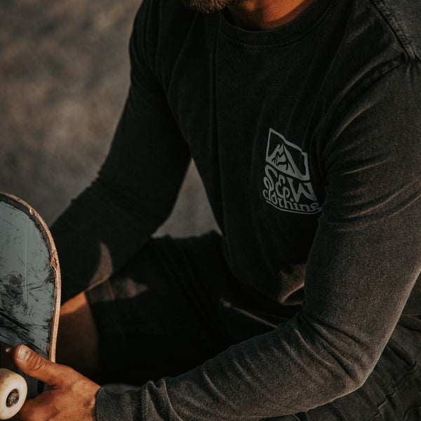 Stone Washed "Land Meets Sky" Long-sleeve Tee - Stoked&Woke Clothing