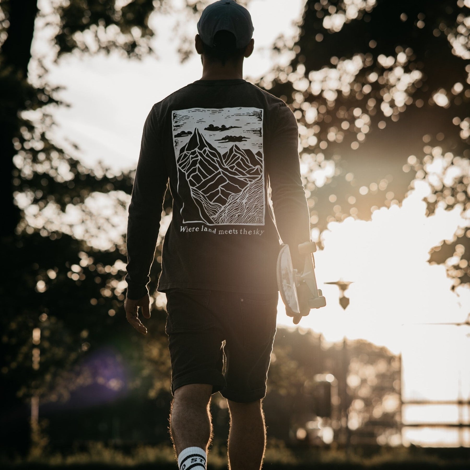 Stone Washed "Land Meets Sky" Long-sleeve Tee - Stoked&Woke Clothing