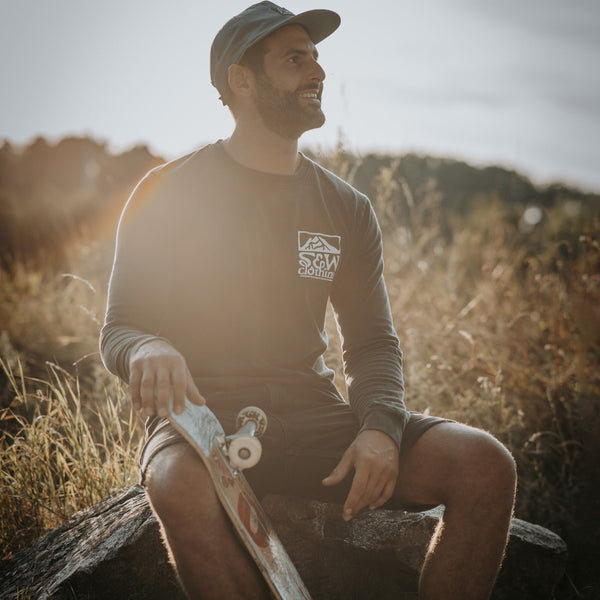 Stone Washed "Land Meets Sky" Long-sleeve Tee - Stoked&Woke Clothing