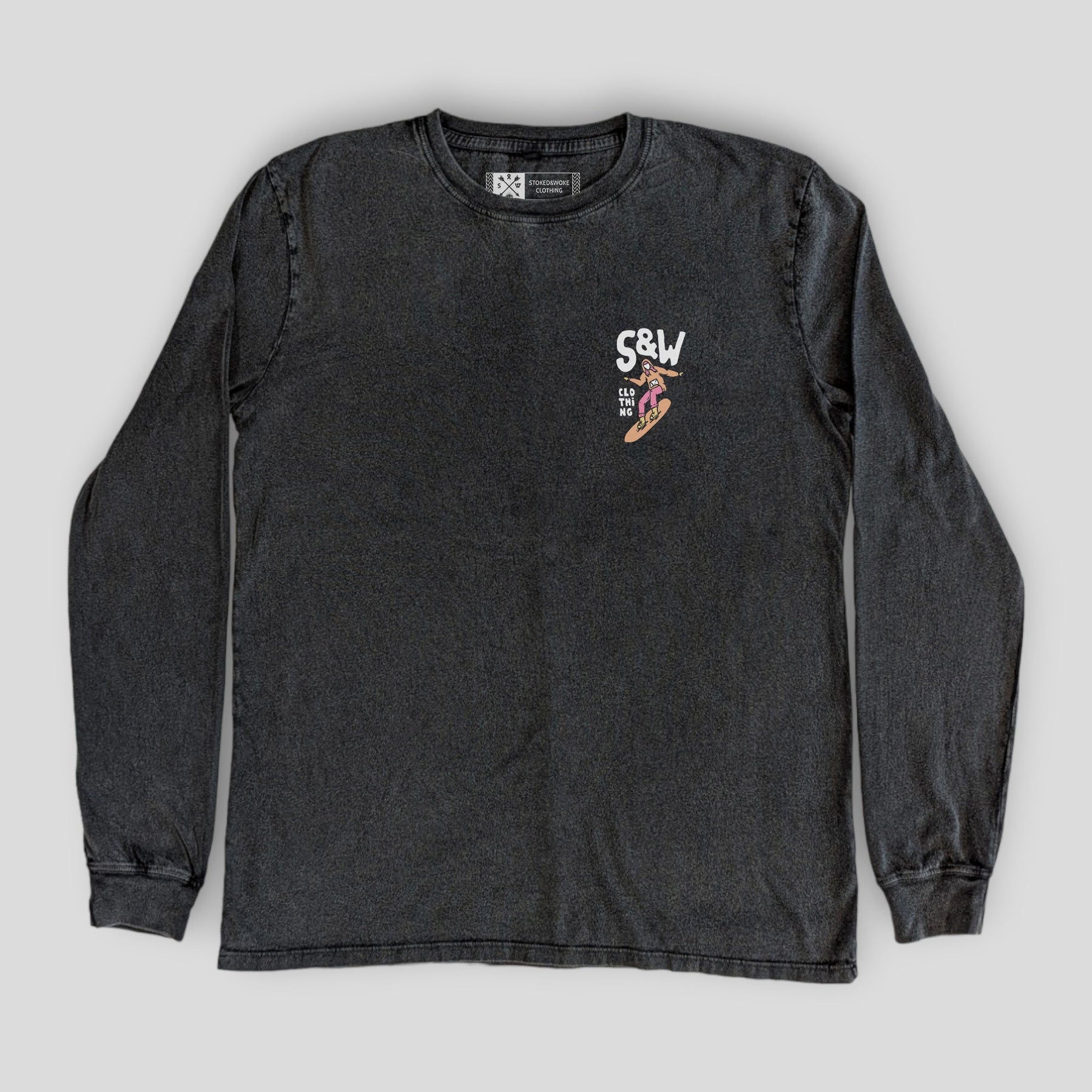 Stone Washed "Path Less Travelled" Long-sleeve Tee - Stoked&Woke Clothing