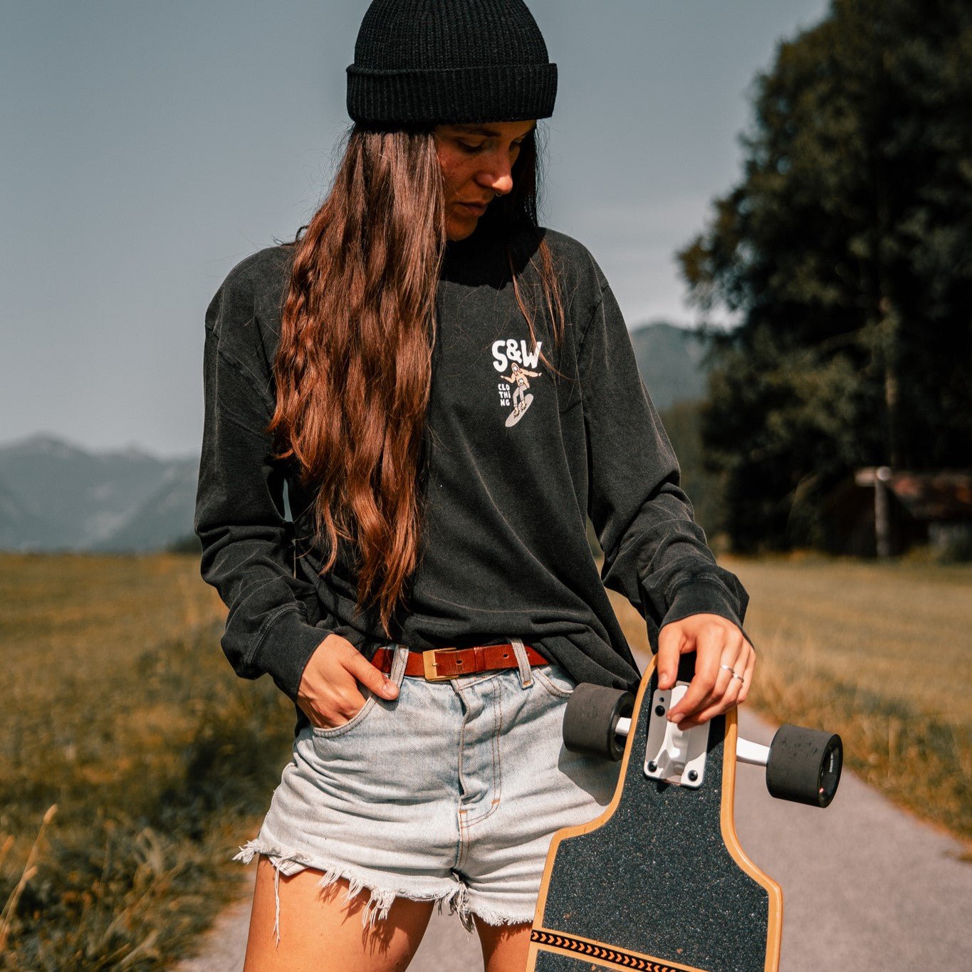 Stone Washed "Path Less Travelled" Long-sleeve Tee - Stoked&Woke Clothing