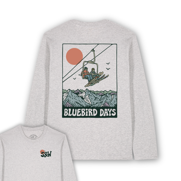 Grey "Bluebird Days" Long Sleeve Tee