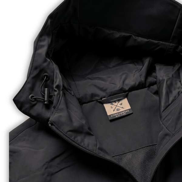 Black "Outbound" Windbreaker Jacket - Stoked&Woke Clothing