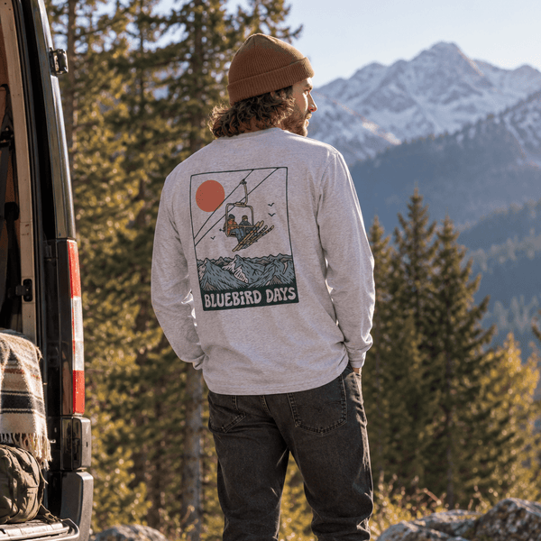Grey "Bluebird Days" Long Sleeve Tee - Stoked&Woke Clothing