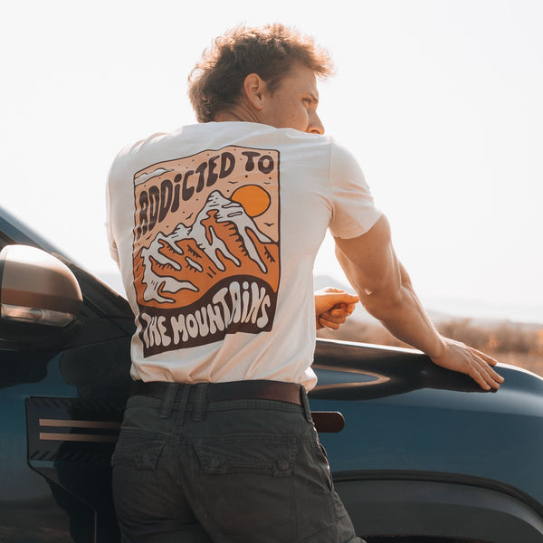 Organic "Addicted to the Mountains" Tee - Stoked&Woke Clothing