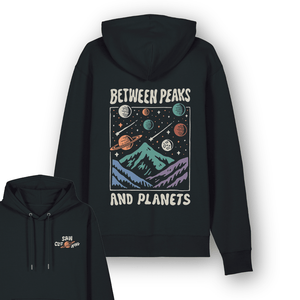Organic "Between Peaks and Planets" Hoodie - Stoked&Woke Clothing