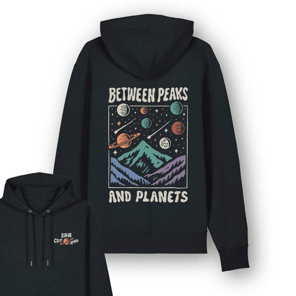 Organic "Between Peaks and Planets" Hoodie - Stoked&Woke Clothing
