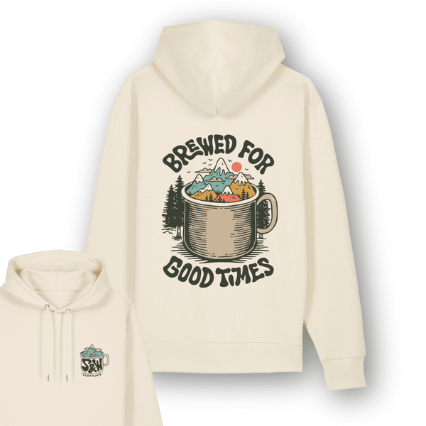 Organic "Brewed for Good Times" Hoodie - Stoked&Woke Clothing