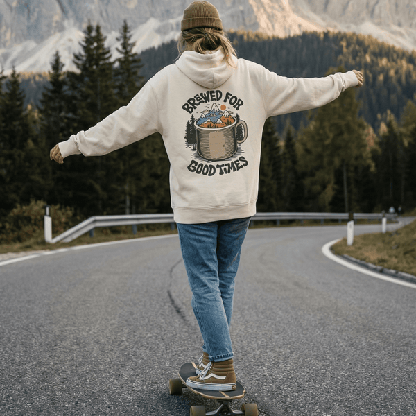 Organic "Brewed for Good Times" Hoodie - Stoked&Woke Clothing
