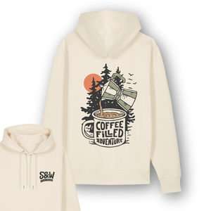 Organic "Coffee Filled Adventure" Hoodie - Stoked&Woke Clothing