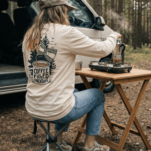 Organic "Coffee Filled Adventure" Long Sleeve Tee - Stoked&Woke Clothing