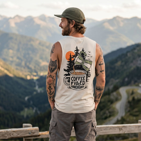 Organic "Coffee Filled Adventure" Tank Top - Stoked&Woke Clothing