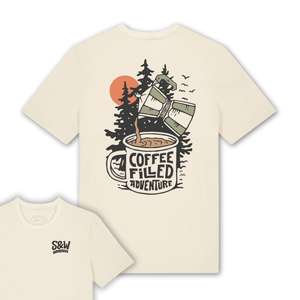 Organic "Coffee Filled Adventure" Tee - Stoked&Woke Clothing