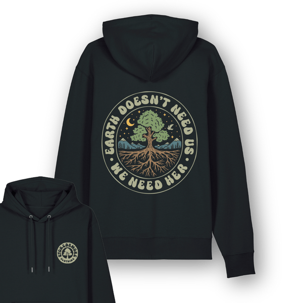 Organic "Earth Doesn't Need Us" Hoodie - Stoked&Woke Clothing