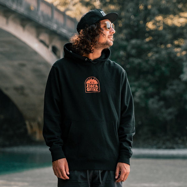 Organic Embroidered "Rise and Shine" Hoodie - Stoked&Woke Clothing