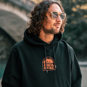 Organic Embroidered "Rise and Shine" Hoodie - Stoked&Woke Clothing
