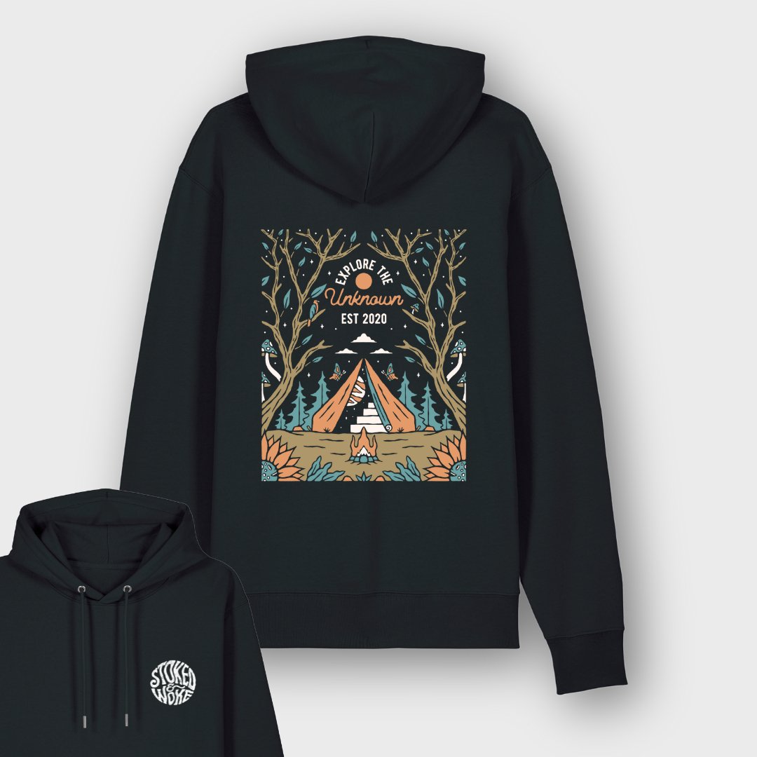 Organic "Explore The Unknown" Hoodie - Stoked&Woke Clothing