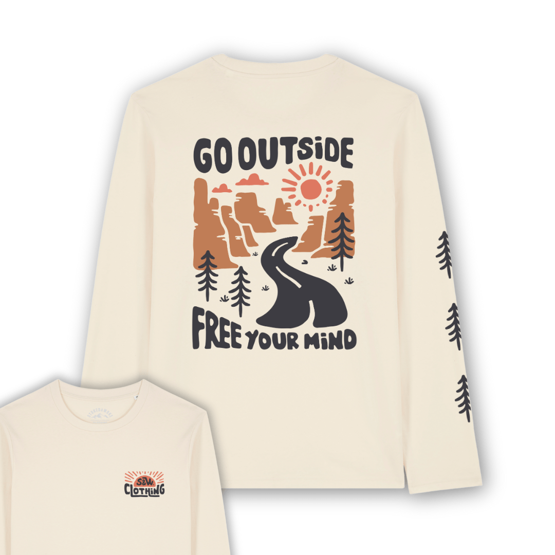 Organic "Free Your Mind" Long Sleeve Tee - Stoked&Woke Clothing