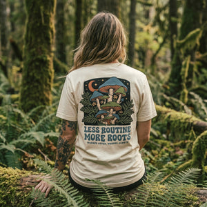 Organic "Less Routine, More Roots" Tee - Stoked&Woke Clothing