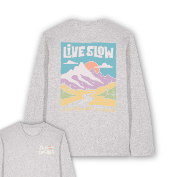 Organic "Live Slow" Long Sleeve Tee - Stoked&Woke Clothing