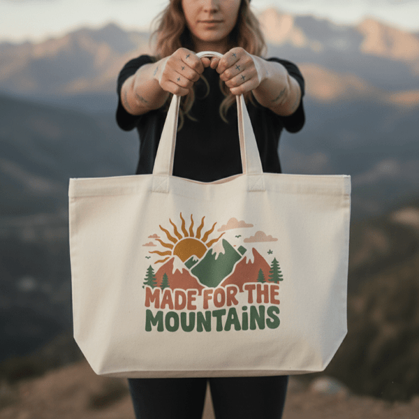 Organic "Made for the Mountains" Tote Bag - Stoked&Woke Clothing