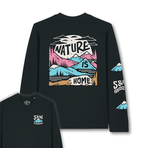 Organic "Nature Is Home" Long Sleeve Tee - Stoked&Woke Clothing