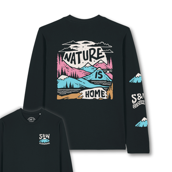 Organic "Nature Is Home" Long Sleeve Tee - Stoked&Woke Clothing