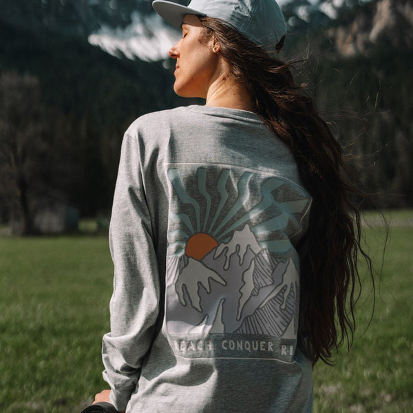 Organic "Reach.Conquer.Rise" Long Sleeve Tee - Stoked&Woke Clothing