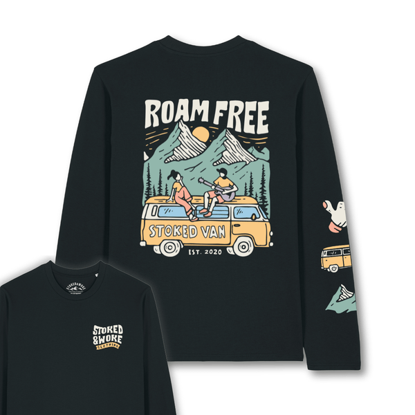 Organic "Roam Free" Long Sleeve Tee - Stoked&Woke Clothing