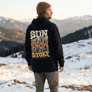 Organic "Sun, Snow, Stoke" Hoodie - Stoked&Woke Clothing