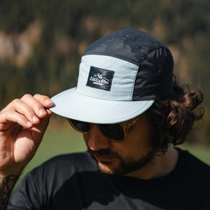 Recycled "Active" five - panel Cap in Powder/Navy - Stoked&Woke Clothing