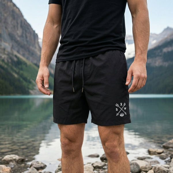 Recycled "Sun Chaser" Shorts - Black - Stoked&Woke Clothing