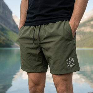 Recycled "Sun Chaser" Shorts - Olive Green - Stoked&Woke Clothing