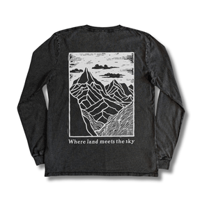 Stone Washed "Land Meets Sky" Long - sleeve Tee - Stoked&Woke Clothing